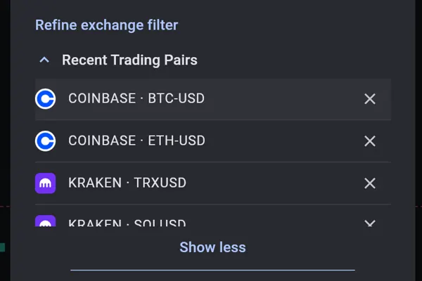 Exchange selection screenshot